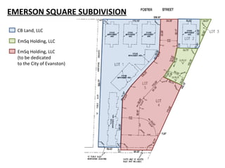 EMERSON SQUARE SUBDIVISION
CB Land, LLC
EmSq Holding, LLC
EmSq Holding, LLC
(to be dedicated
to the City of Evanston)
 