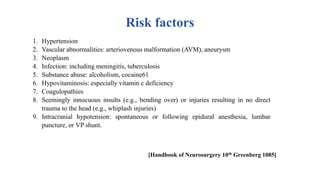 Subdural hemorrhage Acute, Chronic & Spontaneous by momen | PPTX