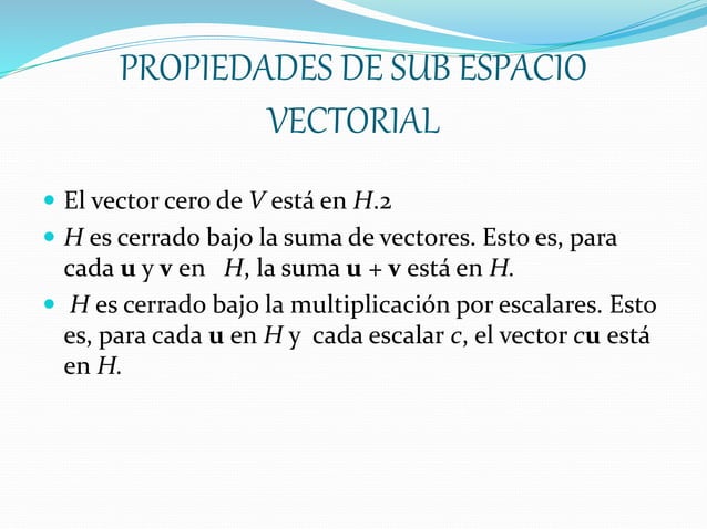 Subespacio vectorial | PPT