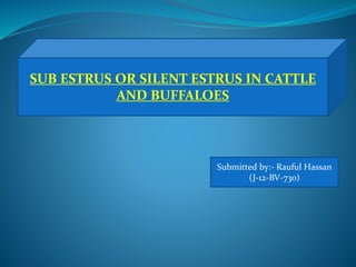 SUB ESTRUS OR SILENT ESTRUS IN CATTLE
AND BUFFALOES
Submitted by:- Rauful Hassan
(J-12-BV-730)
 
