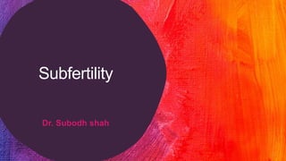 Subfertility
Dr. Subodh shah
 