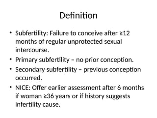 Comprehensive Guide to Subfertility: Causes, Diagnosis, and Management ...