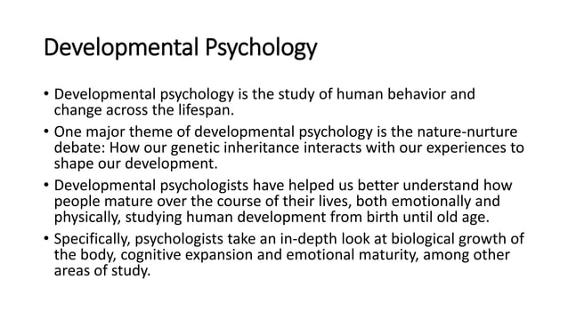 Subfields in Psychology: Psychology is expanding ..... | PPTX