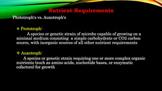 Prototroph Nutrition & Bacterial Growth | PPTX