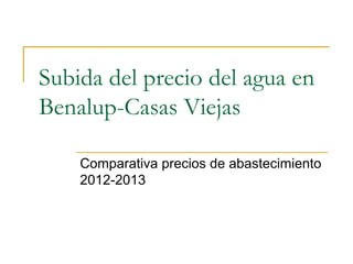 Subida del precio del agua en
Benalup-Casas Viejas
Comparativa precios de abastecimiento
2012-2013
 