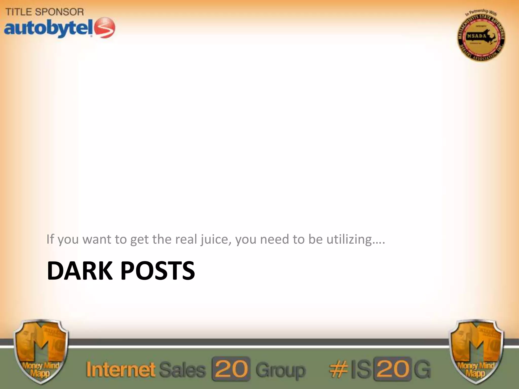 DARK POSTS
If you want to get the real juice, you need to be utilizing….