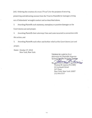 Subin Associates New York Defendants in Infringment Complaint