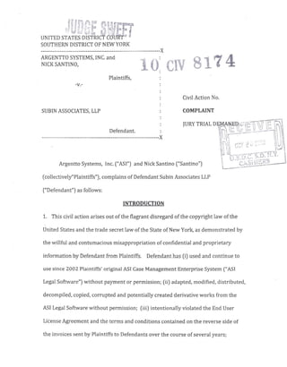 Subin Associates New York Defendants in Infringment Complaint