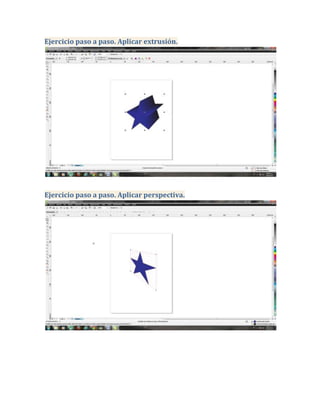 Ejercicio paso a paso. Aplicar extrusión.




Ejercicio paso a paso. Aplicar perspectiva.
 