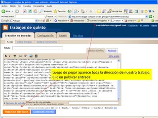 Luego de pegar aparece toda la dirección de nuestro trabajo. Clic en publicar entrada 