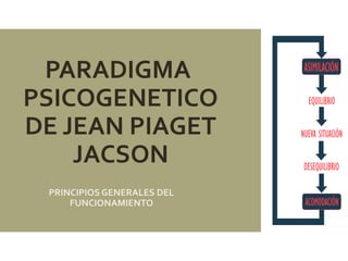 PARADIGMA
PSICOGENETICO
DE JEAN PIAGET
JACSON
PRINCIPIOS GENERALES DEL
FUNCIONAMIENTO
 