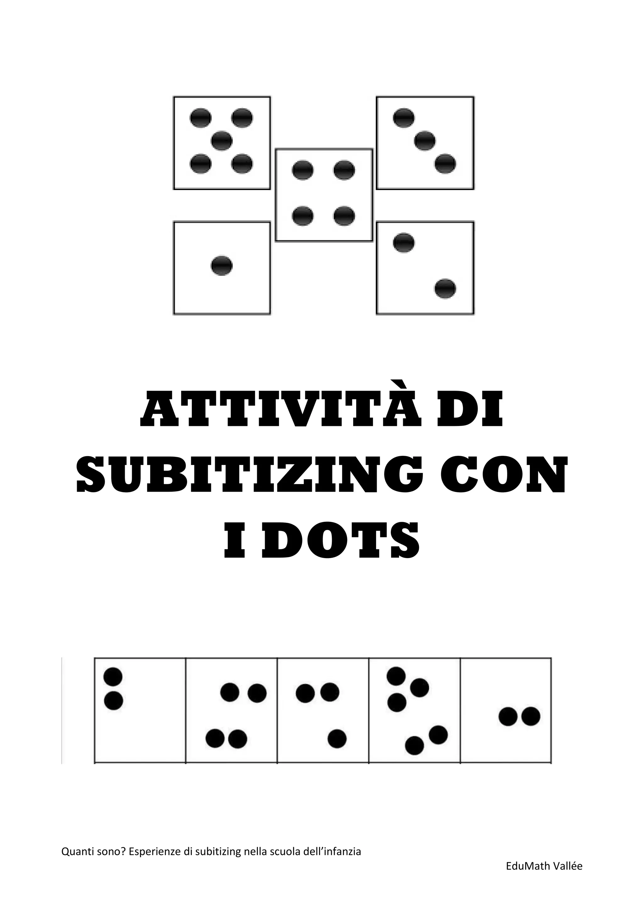 Quanti sono? Esperienze di subitizing nella scuola dell’infanzia
EduMath Vallée
ATTIVITÀ DI
SUBITIZING CON
I DOTS
 