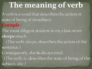 The meaning of verb

 