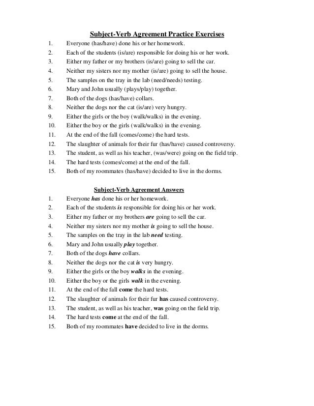Subject verb-agreement