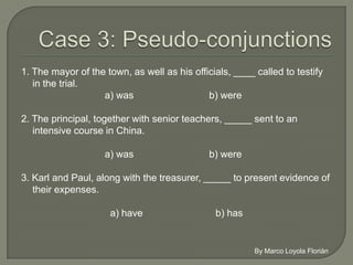 1. The mayor of the town, as well as his officials, ____ called to
  testify in the trial.
                        a) was                b) were

2. The principal, together with senior teachers, _____ sent to an
  intensive course in China.

                     a) was                    b) were

3. Karl and Paul, along with the treasurer, _____ to present
  evidence of their expenses.

                      a) have                   b) has
 