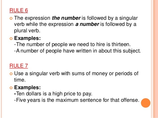 ex of subject verb agreement