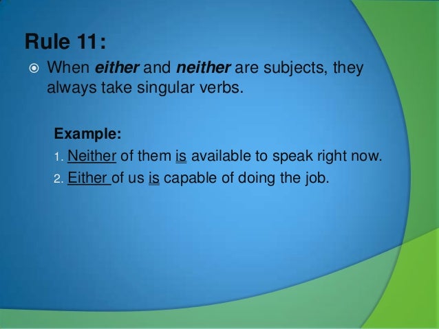 Subject Verb Agreement