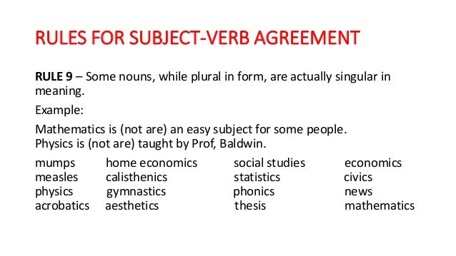 Subject verb agreement (Rules and Exercise with Answer Key)