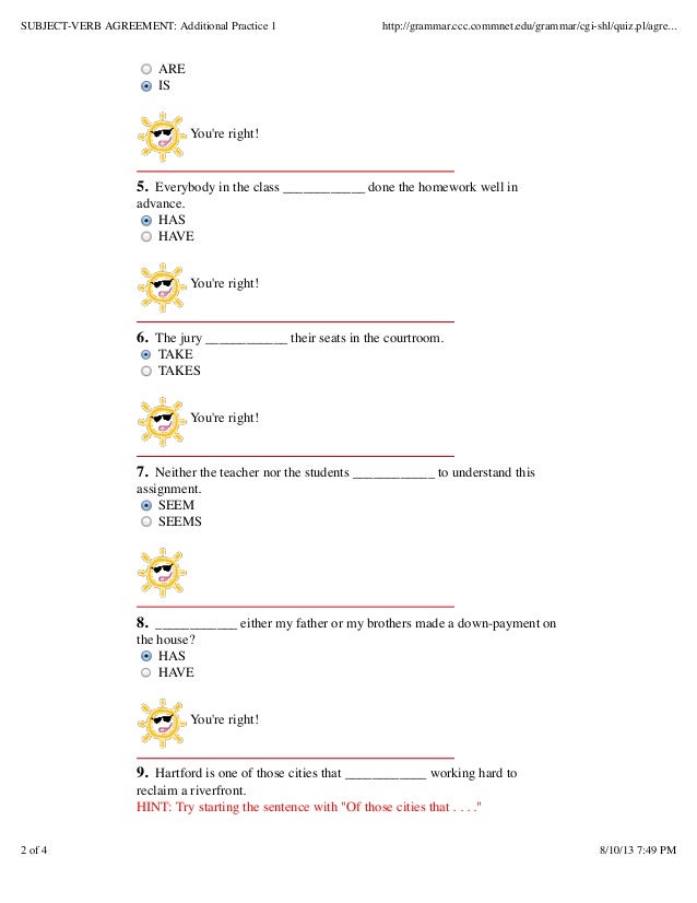Printables Subject Verb Agreement Practice Worksheets subject verb agreement exercises for class 8 with answers math worksheet additional practice 1 class