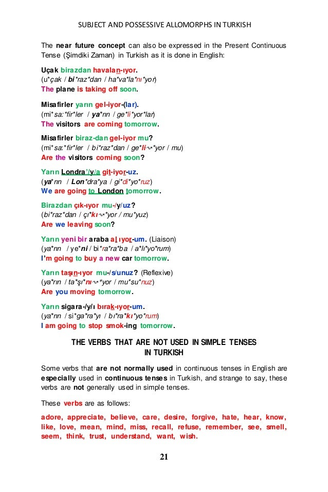 Subject Allomorphs And Possessive Allomorphs In Turkish Yuksel Goknel