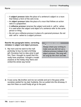 Copyright
©
McGraw-Hill
Education.
Permission
is
granted
to
reproduce
for
classroom
use.
Name
Grammar • Proofreading
Rewri...