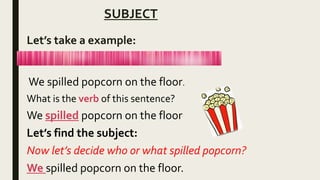Sentence Popcorn subject and predicate ppt | PPTX