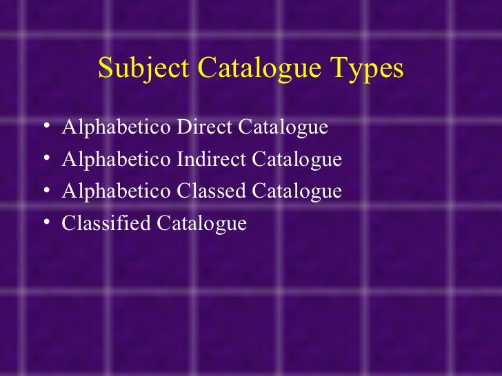 Subject cataloguing