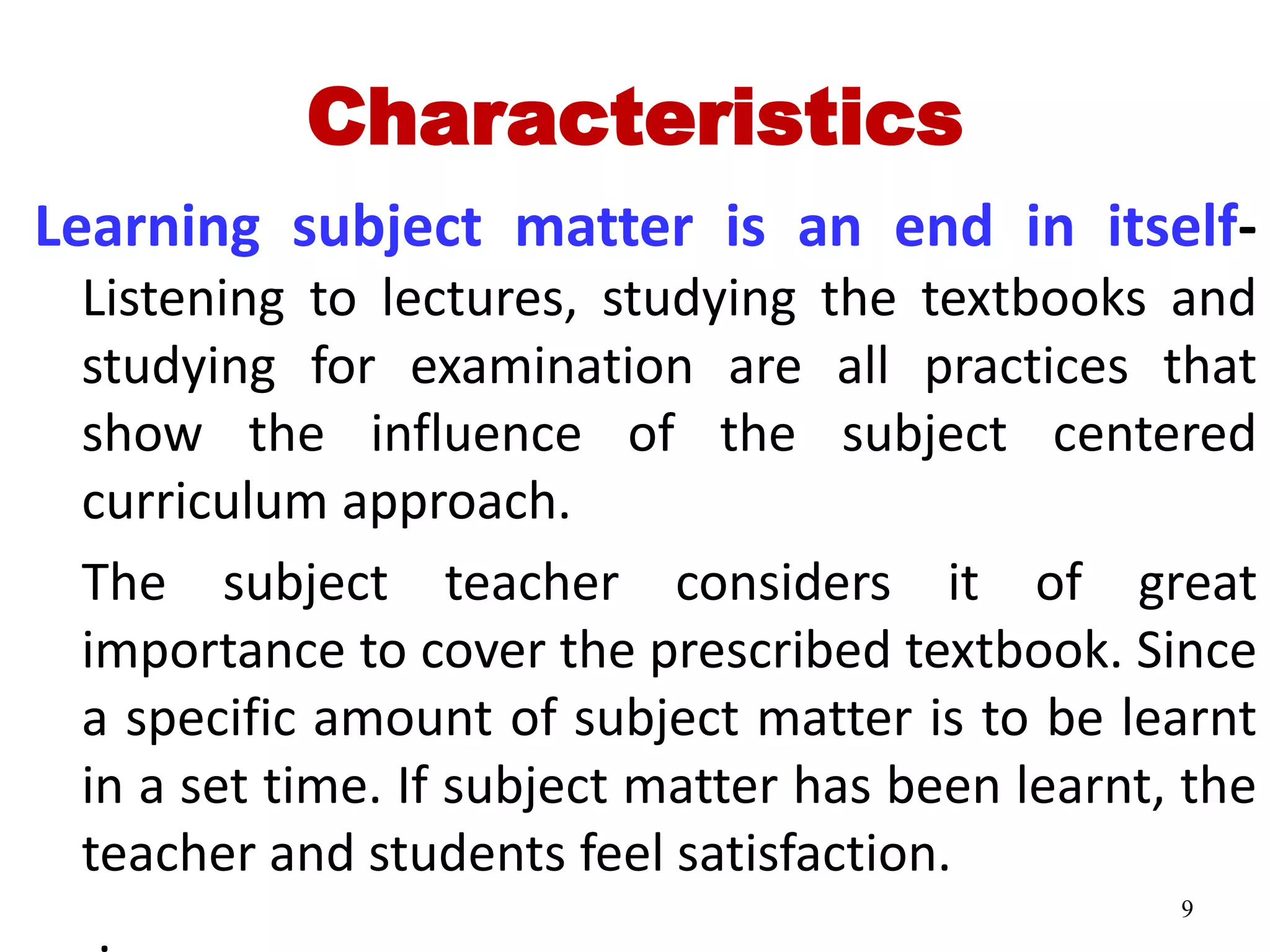 Subject centred curriculum | PPTX