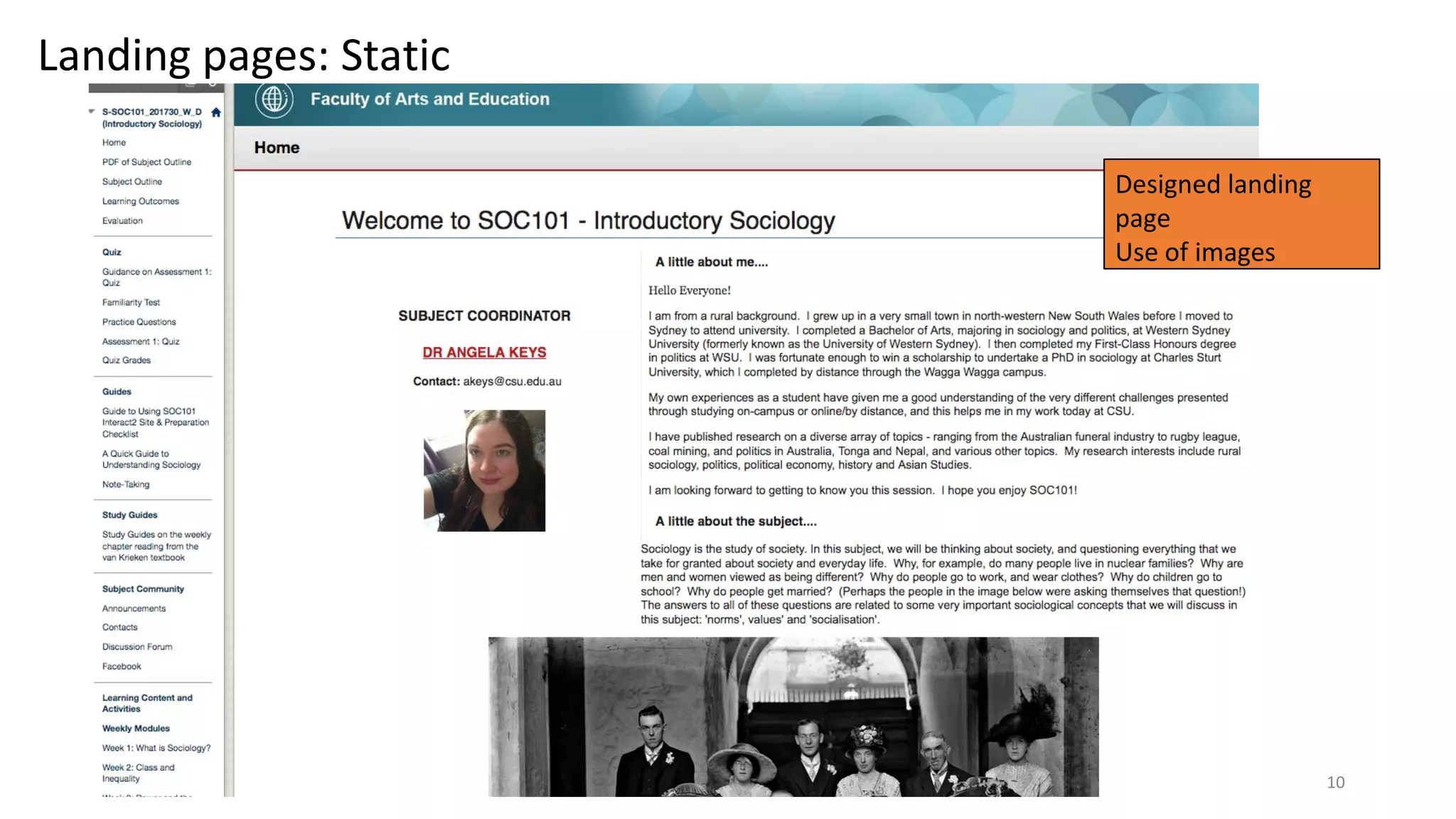 Designed landing
page
Use of images
10
Landing pages: Static
 