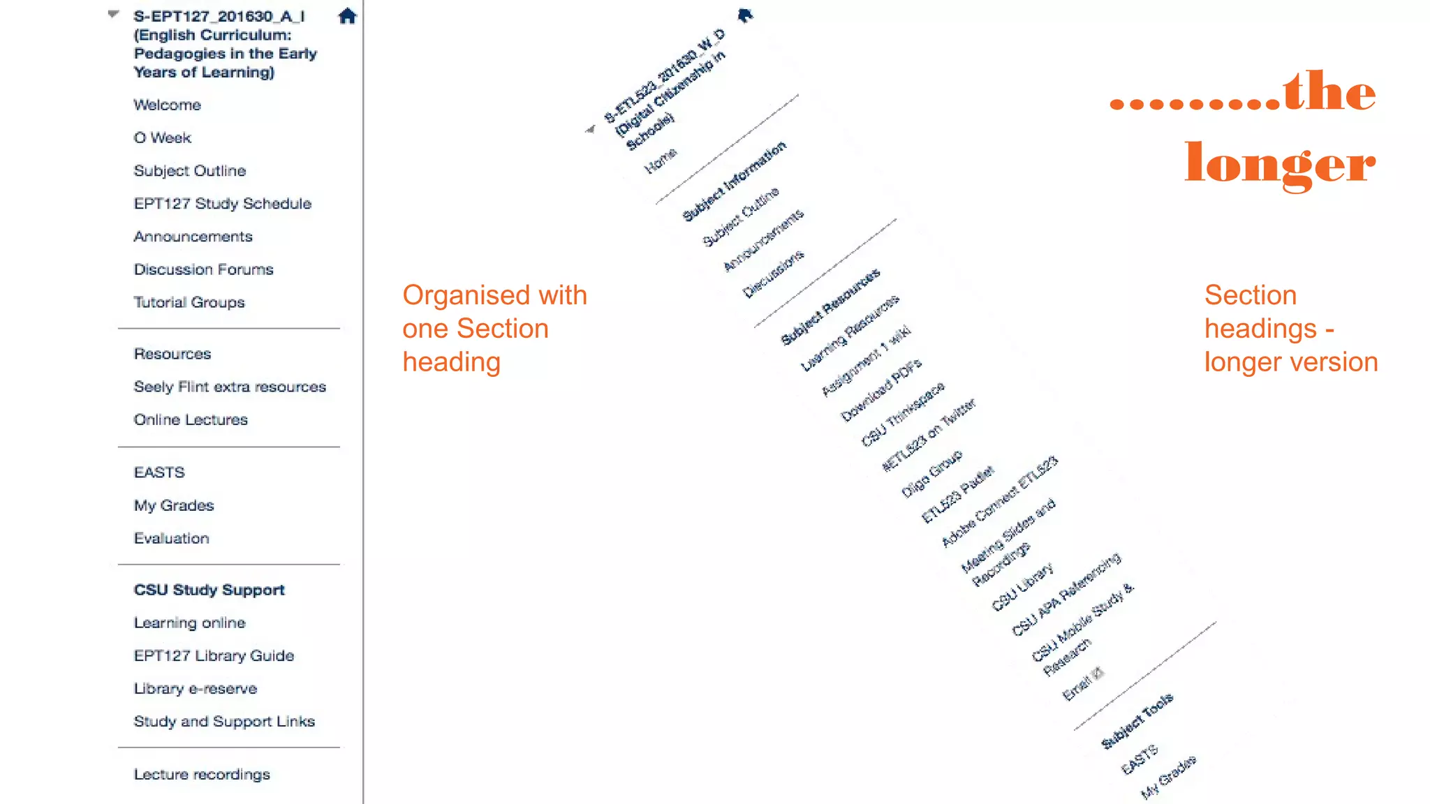……...the
longer
Section
headings -
longer version
Organised with
one Section
heading
 