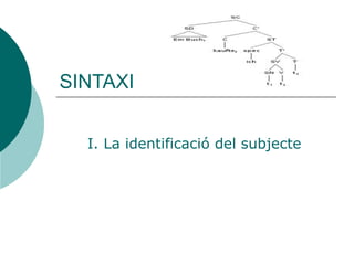 SINTAXI
I. La identificació del subjecte
 