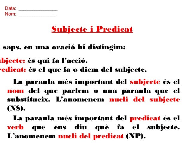 Subjecte i predicat