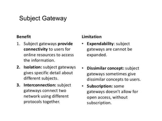 Subject gateway knowledge organisation
