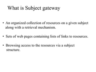 Subject gateway knowledge organisation