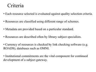 Subject gateway knowledge organisation