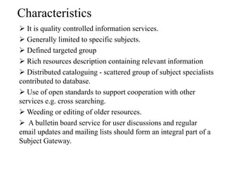 Subject gateway knowledge organisation