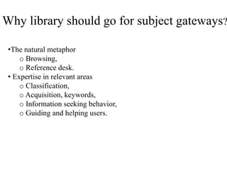 Subject gateway knowledge organisation