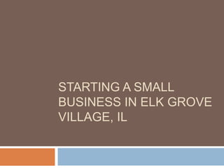 STARTING A SMALL
BUSINESS IN ELK GROVE
VILLAGE, IL
 