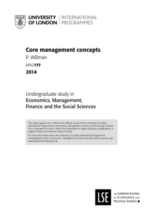 Core Management Concepts (UOL Subject guide)