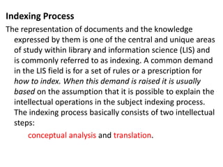 Library Science Indexing Subject Indexing & Techniques | PPTX