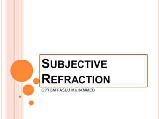 SUBJECTIVE
REFRACTION
OPTOM FASLU MUHAMMED
 
