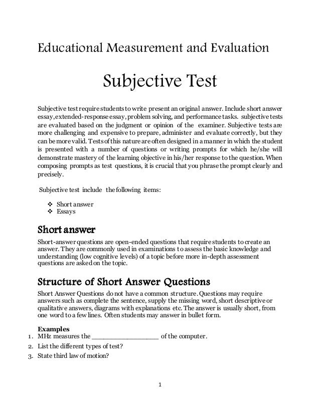 Subjective test