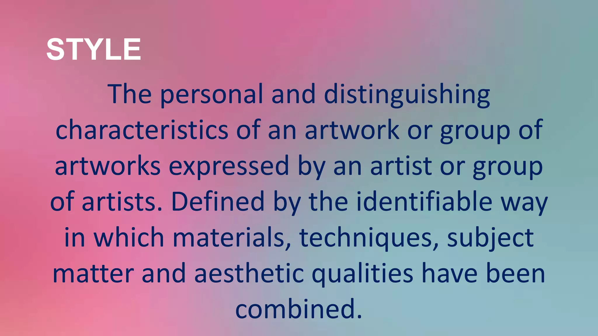 STUDIO ART: Subject matter, style & aesthetic qualities | PPTX