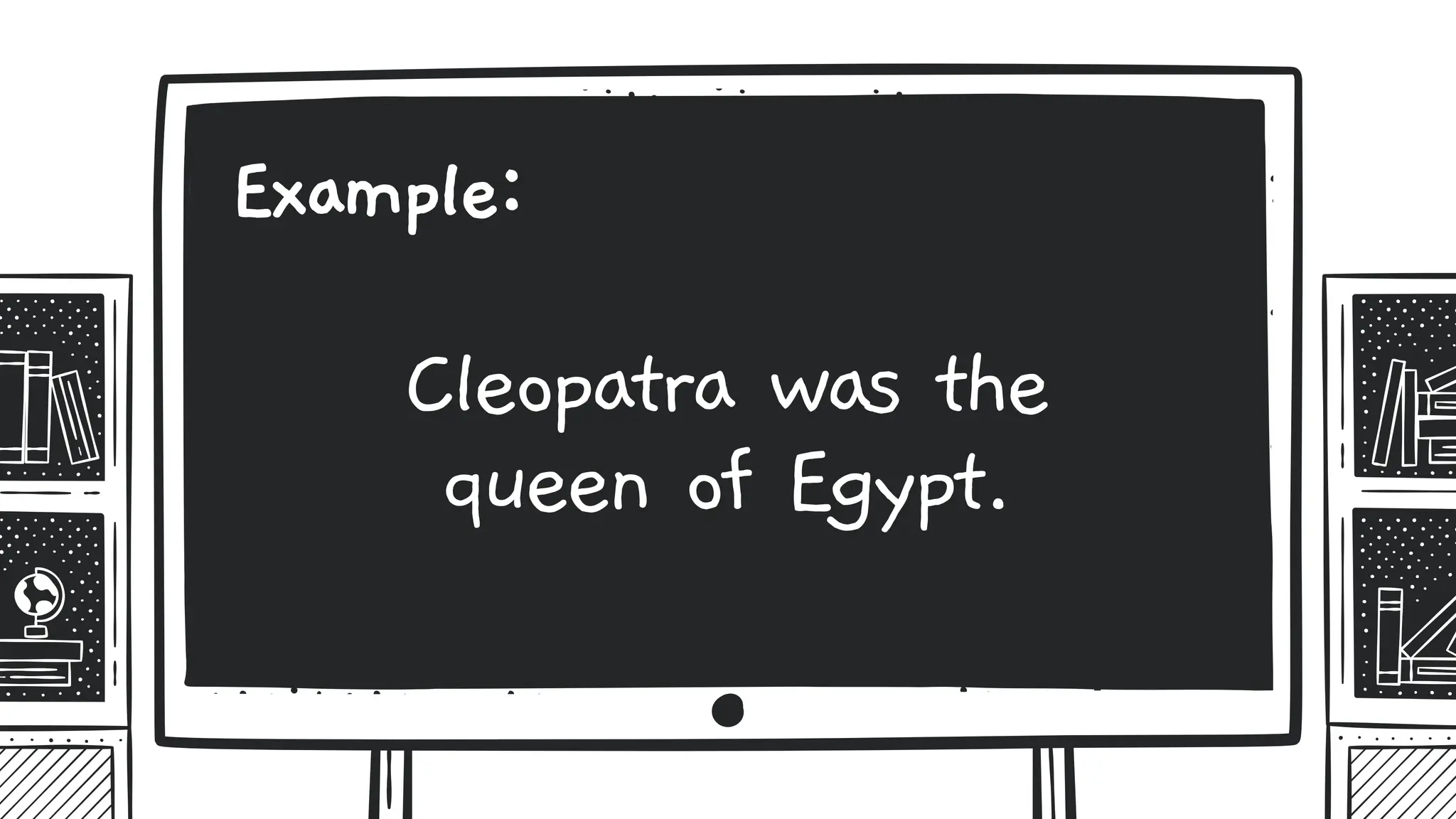 Cleopatra was the
queen of Egypt.
Example:
 
