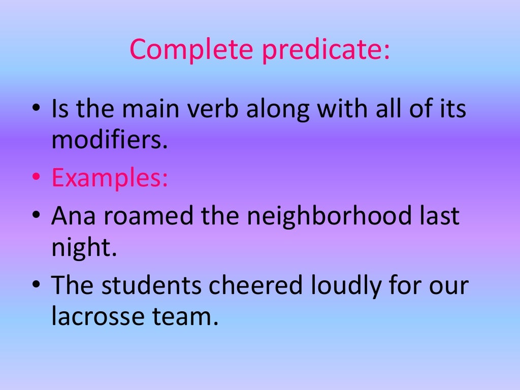 Subjects And Predicates