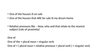 subject verb agreement.pptx parts of speech | PPTX