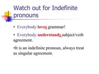 Watch out for Indefinite pronouns Everybodyloves grammar!