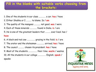 Subject verb agreement inquisitive minds