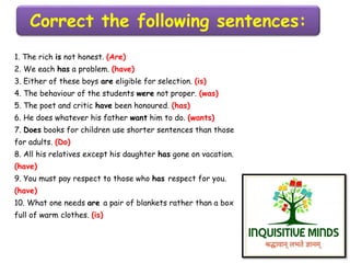 Subject verb agreement inquisitive minds