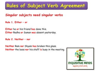 Subject verb agreement inquisitive minds